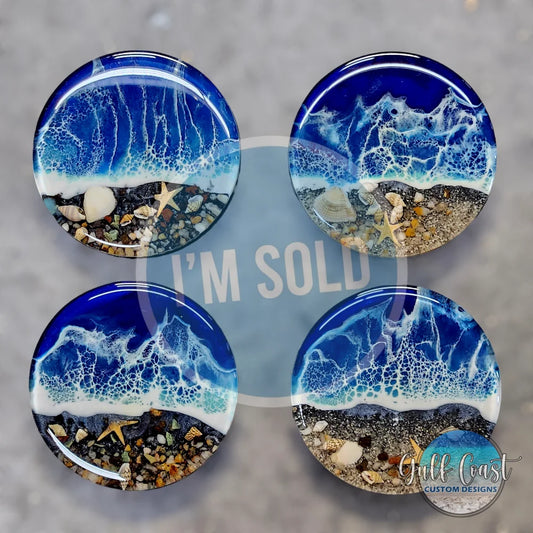 Epoxy Art Beach Wave Coasters (Set of 4)
