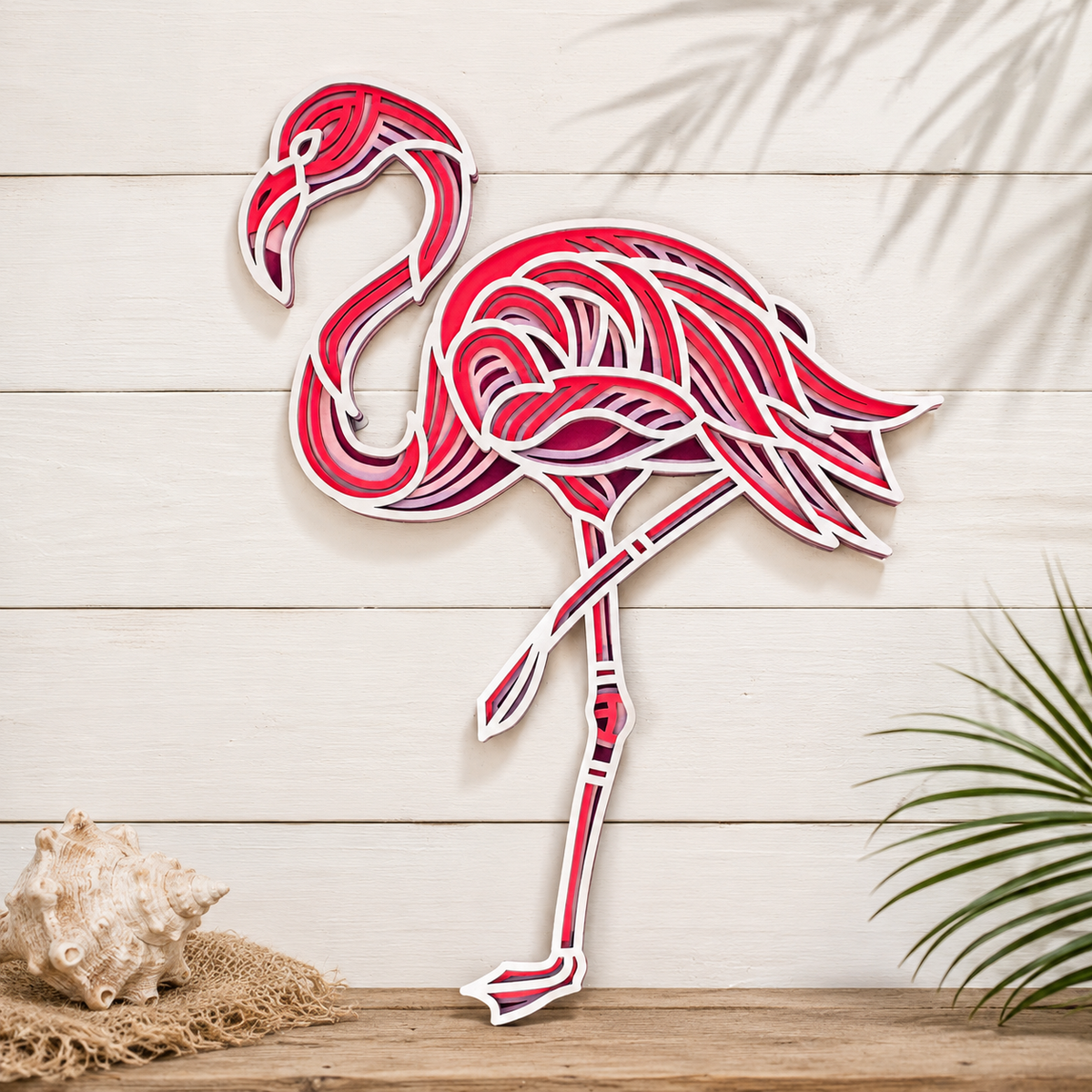 Flamingo Tropical Multi-Layer Wood Wall Art - 3D Art