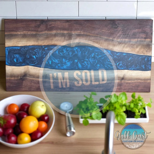 Handcrafted Walnut & Blue Resin Charcuterie Cutting Board – Custom Sarasota Woodwork cutting boards