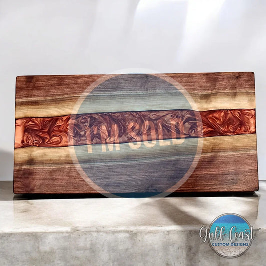 Handcrafted Walnut & Copper Penny Epoxy River Cutting Board – Functional Art for Your Kitchen cutting boards