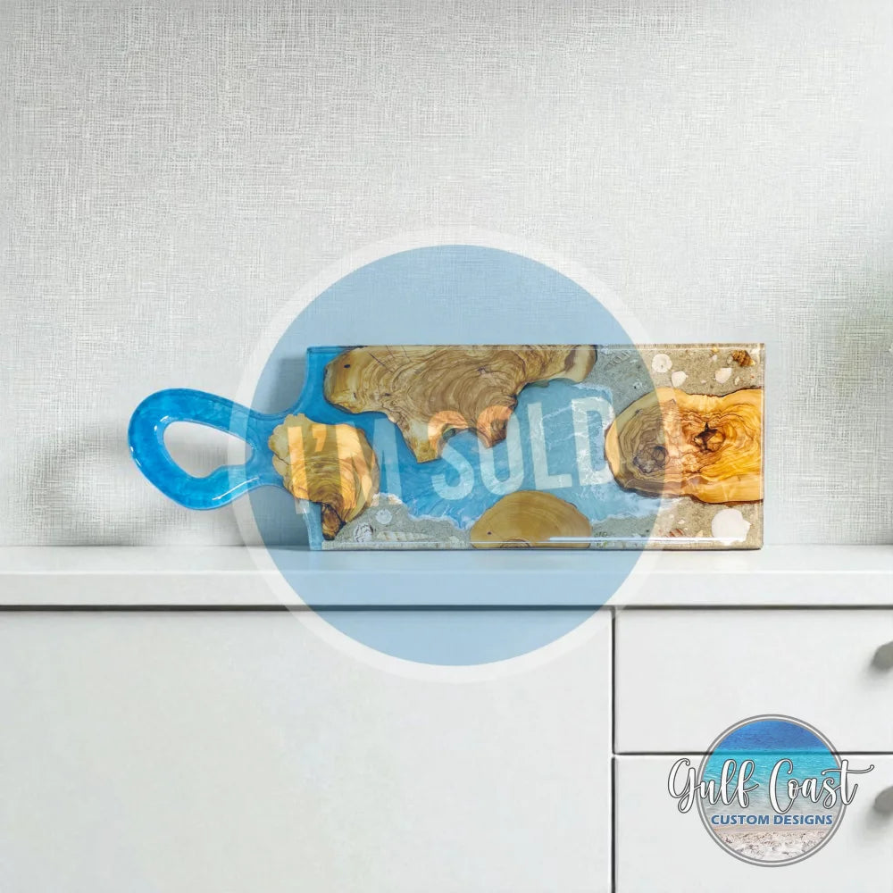 Handmade Olive Wood & Ocean Resin Charcuterie Board Custom Serving Tray – Sarasota Coastal Kitchen Décor charcuterie