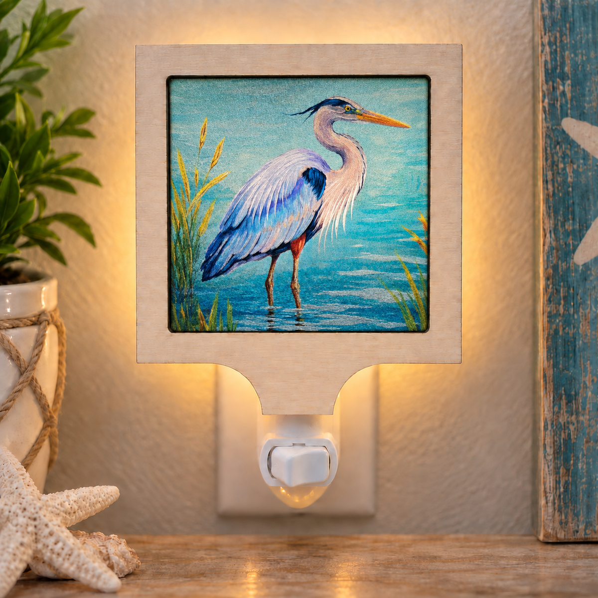 Blue Heron Coastal LED Night Light (Wholesale)