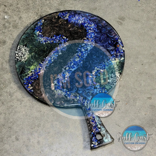 Lapis Lazuli Stone Custom Alcohol Ink Epoxy Board Serving Trays