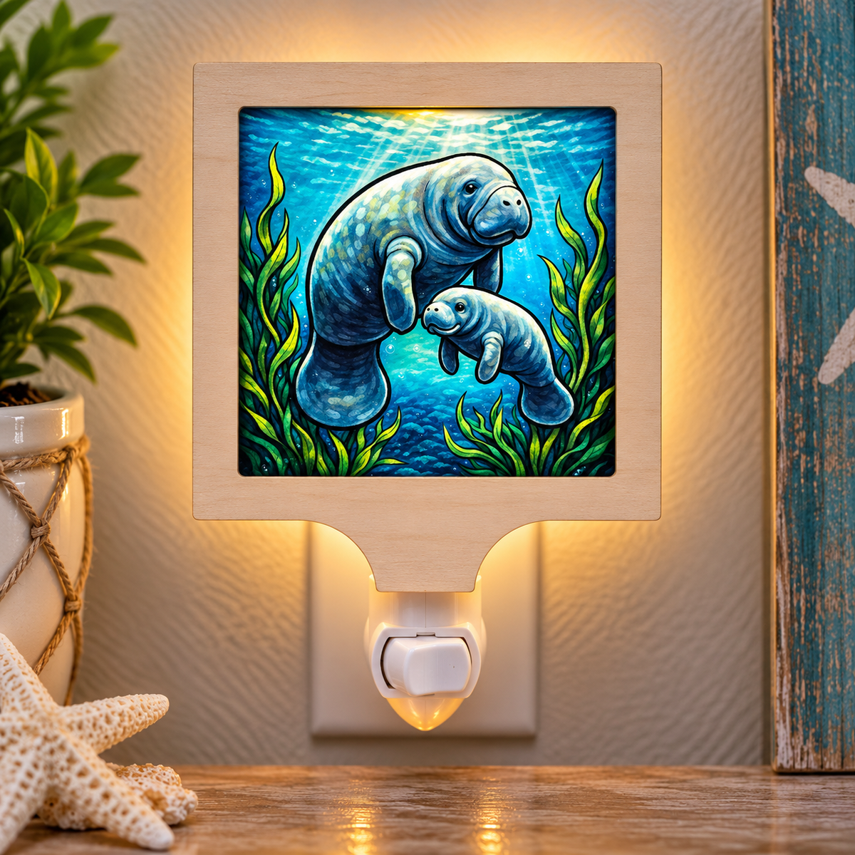 Manatee Seagrass Tropical Coastal LED Night Light (Wholesale)