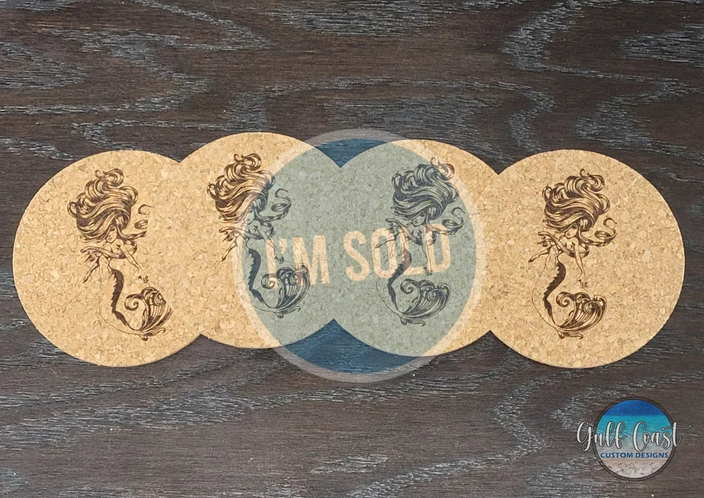 Mermaid Cork Coasters (Set of 4)