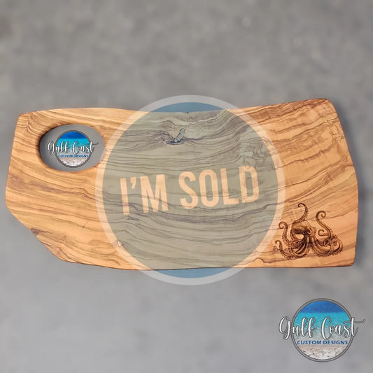 Octopus Olivewood Charcuterie Serving Cutting Board 21’’ x 9.75’’ Serving Trays