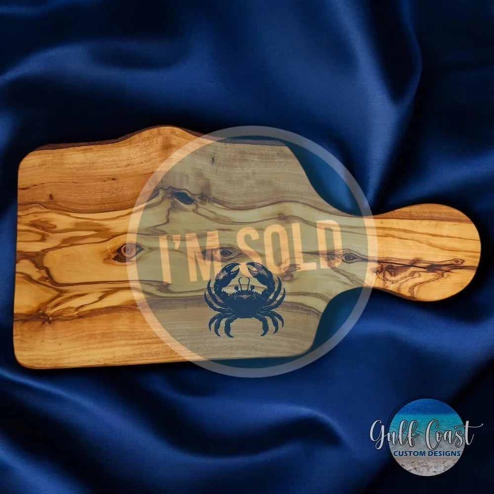 Olivewood Blue Crab Inlay Resin Art Charcuterie Cheese Board Serving Tray Sarasota Custom Gifts Decorative Trays