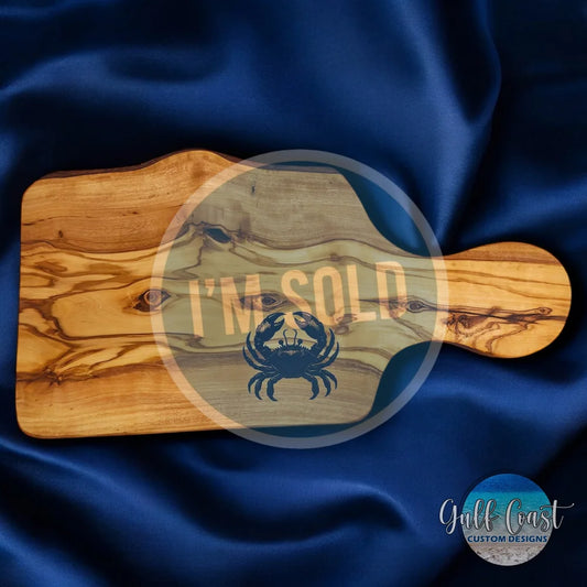 Olivewood Blue Crab Inlay Resin Art Charcuterie Cheese Board Serving Tray Sarasota Custom Gifts Decorative Trays