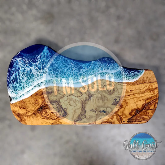 Olivewood Charcuterie ’Chasing Waves’ Ocean Epoxy Beach Decor Board charcuterie