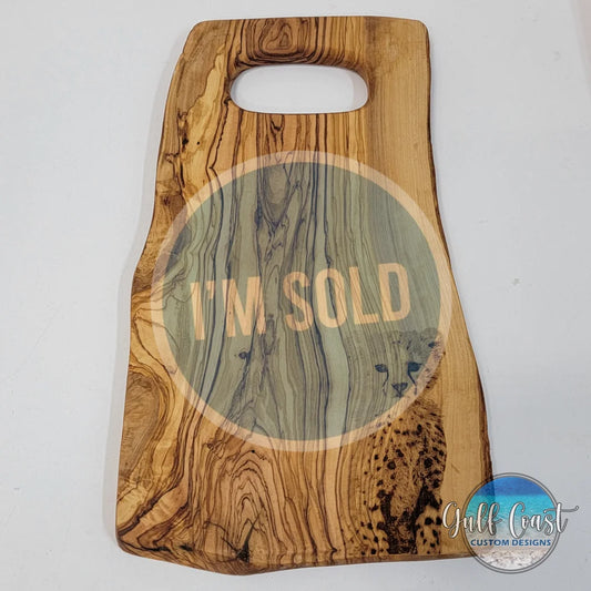 Olivewood Charcuterie Cutting Board with Cheetah Engraving Serving Trays