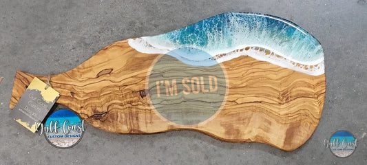 Olivewood Charcuterie ’Siesta Key Waters’ Epoxy Resin Wave Design Custom Cutting Board cutting boards