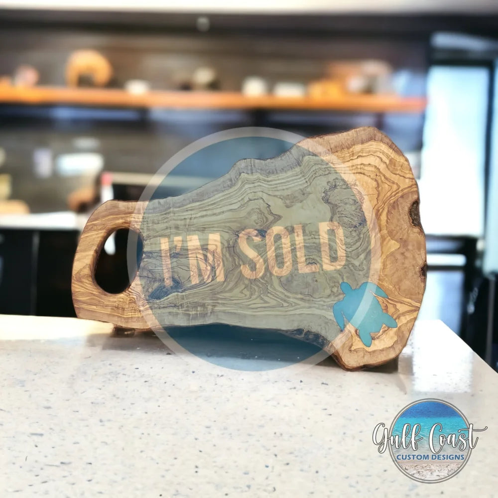 Olivewood Charcuterie Turtle Epoxy Inlay - Kitchen Decor XL Custom Boa ...