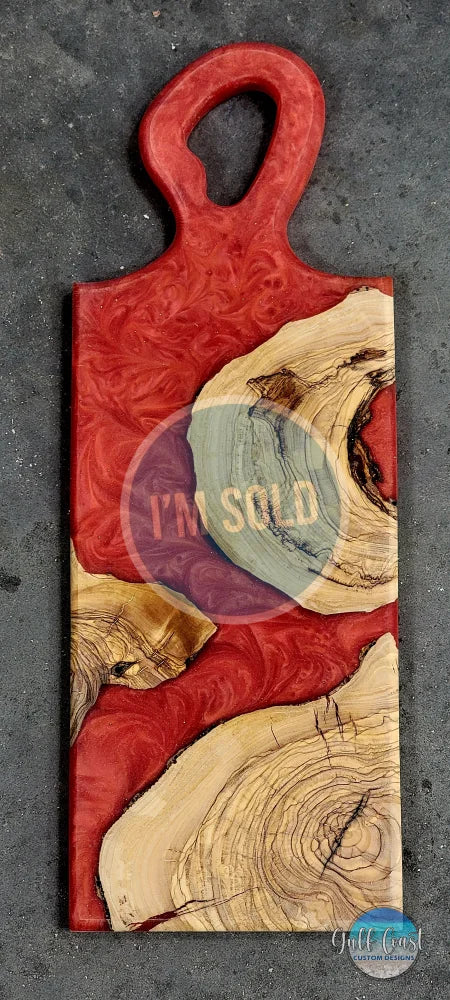 Olivewood + Epoxy Charcuterie Board Cheeseboard Serving Tray - ’Baku Red Fire’ Decorative Trays
