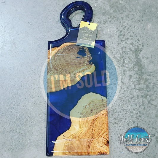 Olivewood + Epoxy Cheeseboard Serving Board - ’Blue Angel’ decorative trays