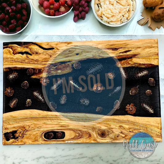 Olivewood Kitchen Decor Pine Cone Infusion 16’’ x 24’’ Charcuterie Board - Serving Tray Olive Wood Serving Trays