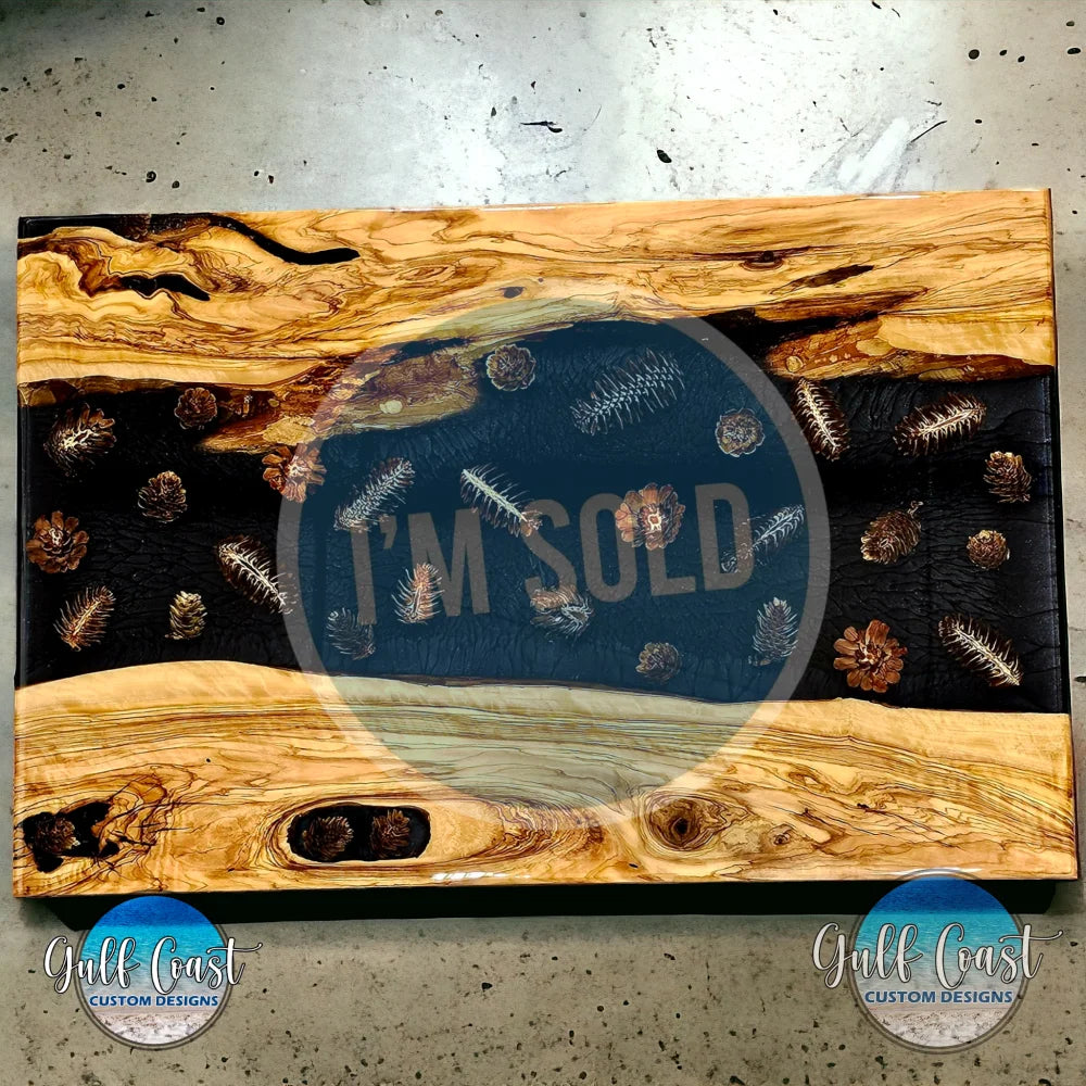 Olivewood Kitchen Decor Pine Cone Infusion 16’’ x 24’’ Charcuterie Board - Serving Tray Olive Wood Serving Trays