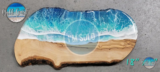 Olivewood + Resin Charcuterie Serving Board Tray ’Caribbean Blue’ Serving Trays