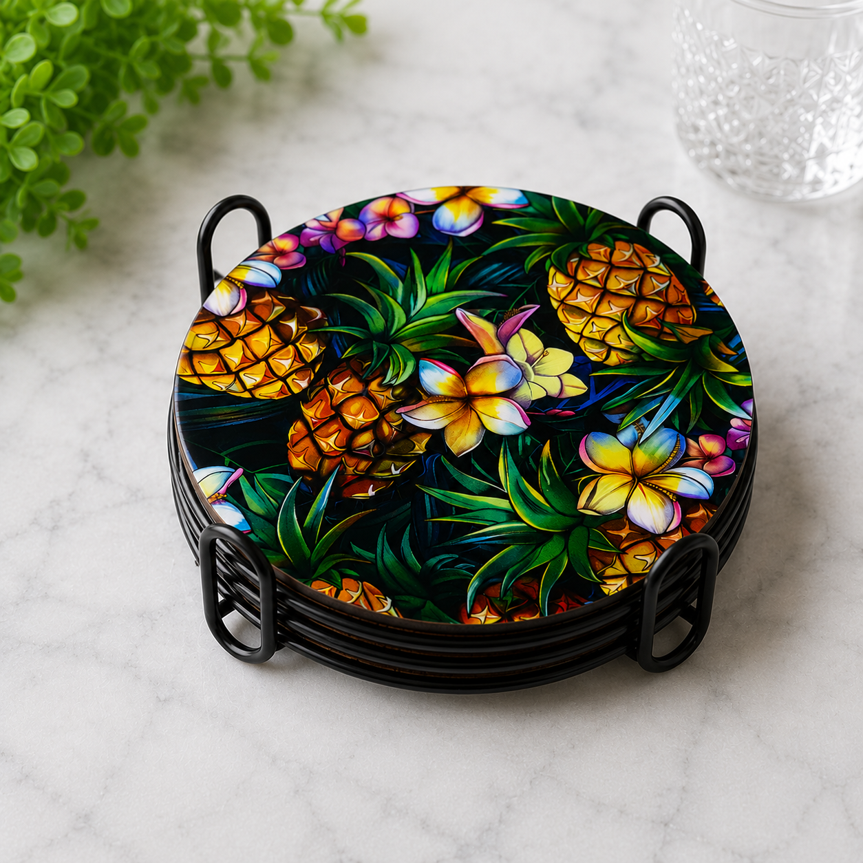 Pineapple Tropical Coasters (Set of 4)