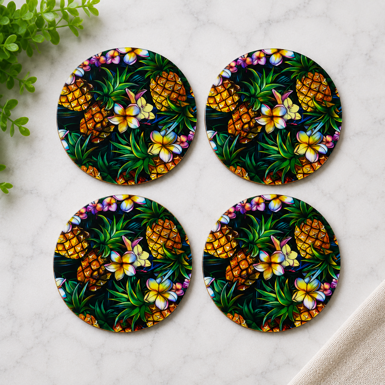 Pineapple Tropical Coasters (Set of 4)