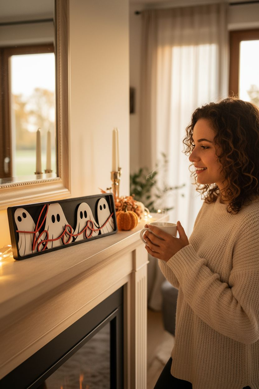 Halloween "Boo" Shelf Sitter – Multi-Layer Decorative Sign