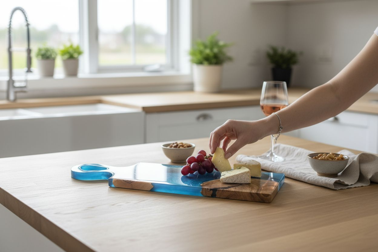 Olivewood & Resin Peacock Charcuterie Cheese Board Kitchen Decor