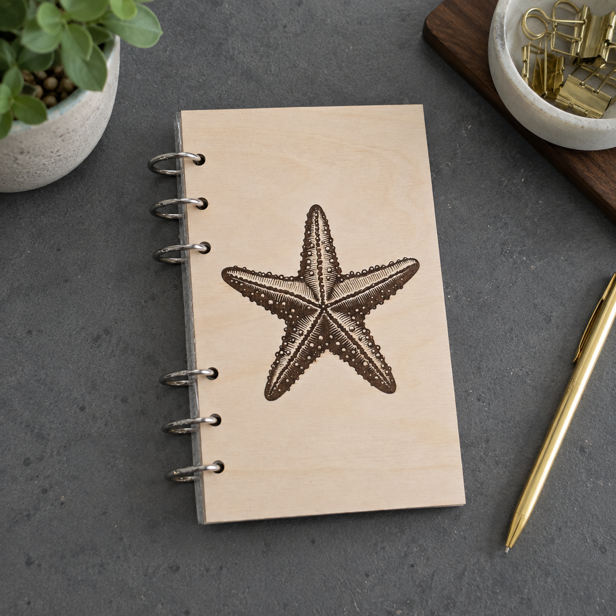 Starfish A6 Refillable Wood Notebook Journal