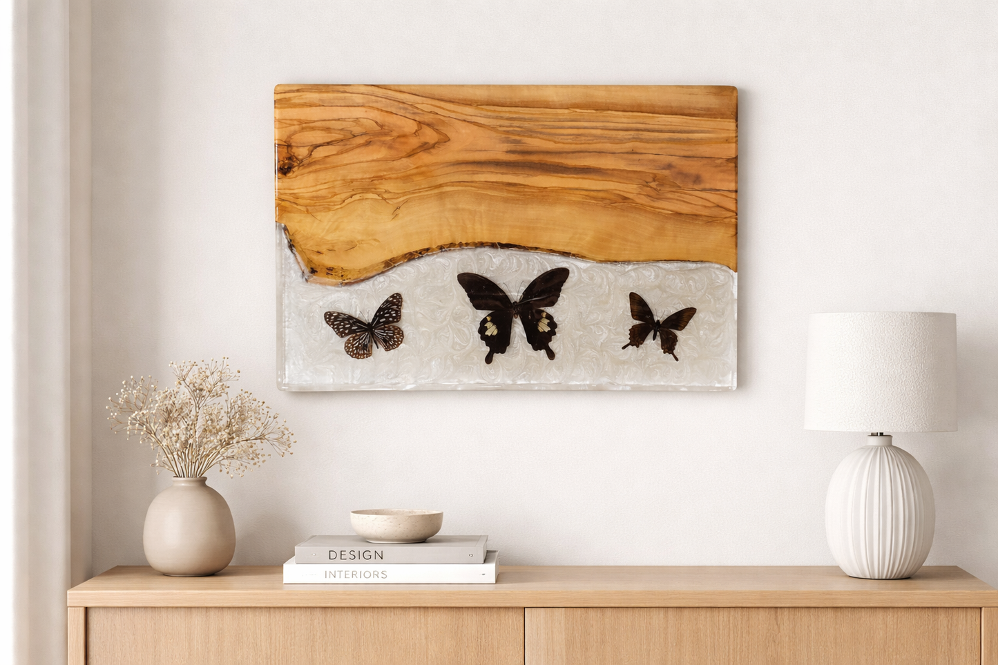 Butterflies & Olivewood Kitchen Decor Wall Art