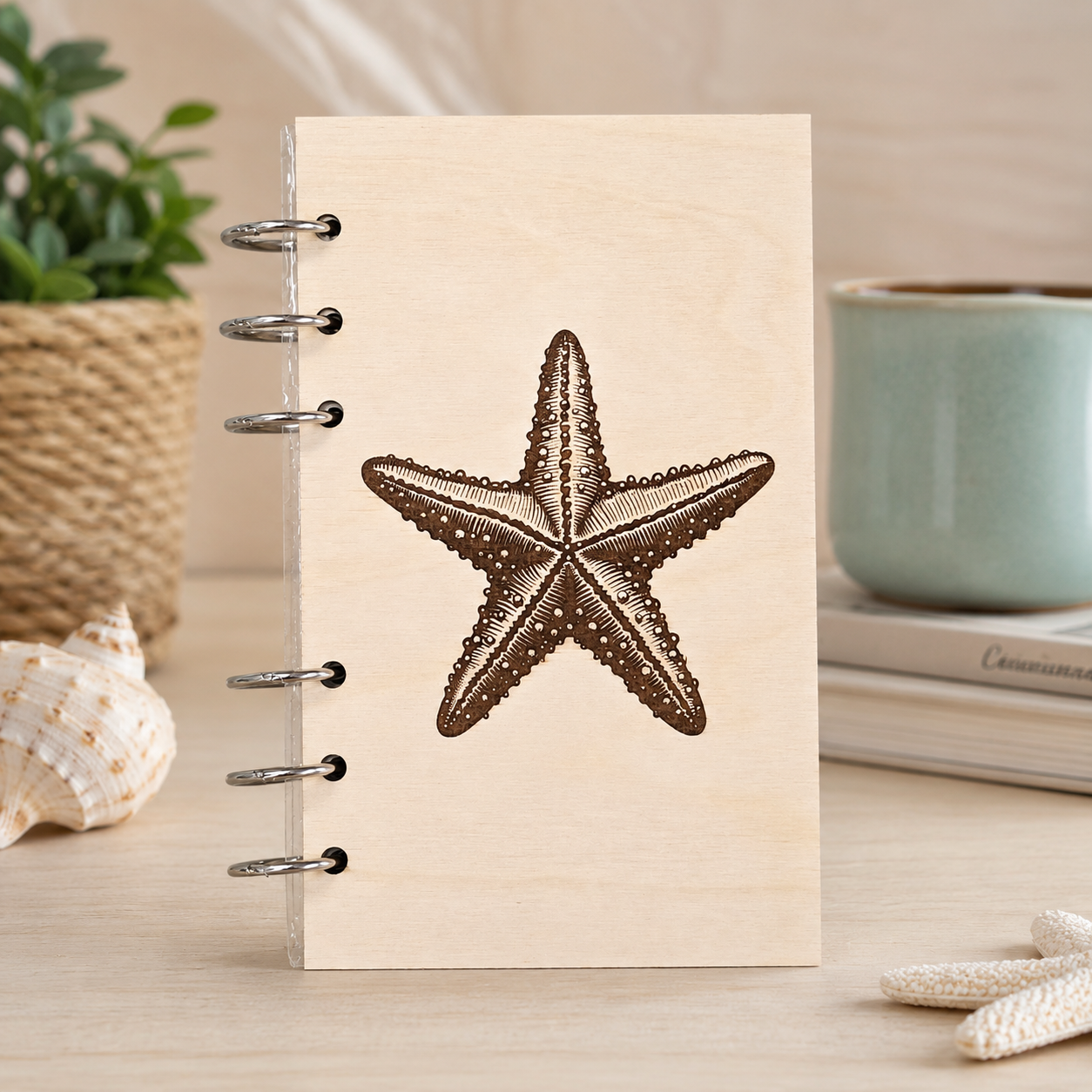 Starfish A6 Refillable Wood Notebook Journal