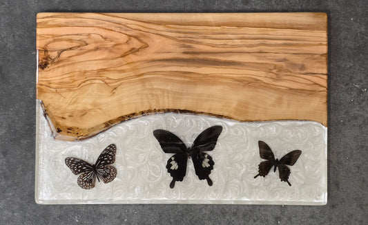Butterflies & Olivewood Kitchen Decor Wall Art