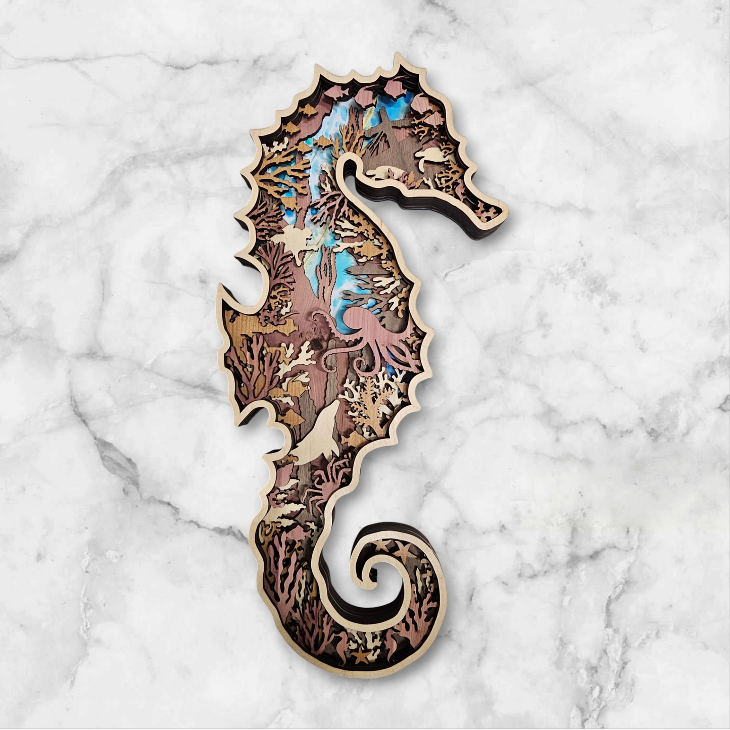 Seahorse Multi-layer Wood Home Art & Decor