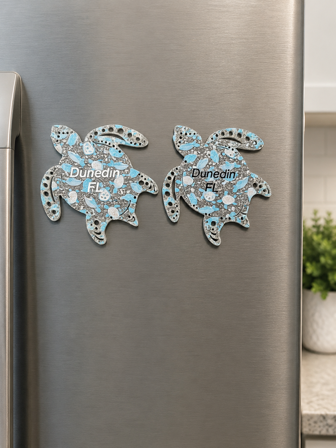 Personalized Turtle Magnets on Silver Glitter Acrylic (Wholesale)