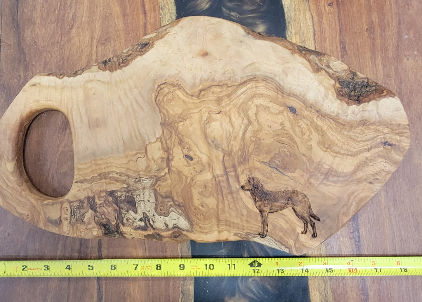 Olivewood Cutting Board - Charcuterie Board with Engraved Dog cutting boards