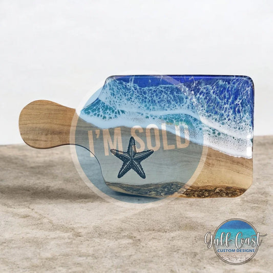 Starfish Olivewood Resin Art Kitchen Charcuterie Serving Tray Decor counter art