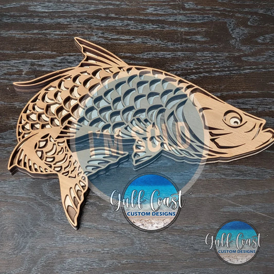 Tarpon Multi-layer Wood Wall Art Fishing Kitchen Decor counter art