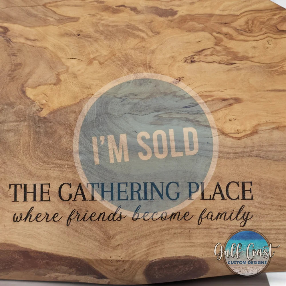 The Gathering Place | Custom Olivewood Cutting Board | Serving Tray | Wedding Gift Sarasota Custom Engraved Gifts