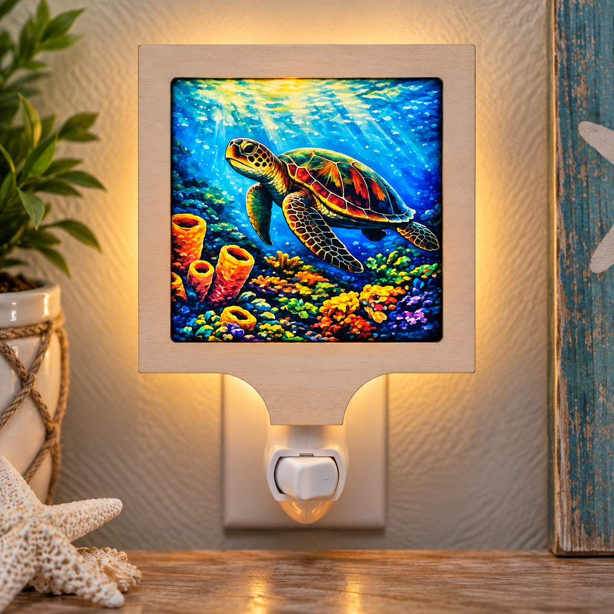 Turtle Ocean Coral Coastal LED Night Light (Wholesale)