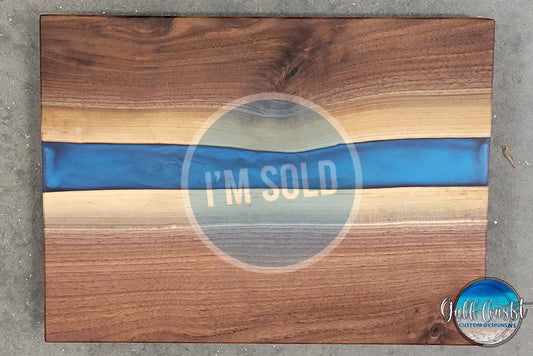 Walnut River Epoxy Charcuterie Cutting Board Serving Tray - ’Mystical Blue Daze’ cutting boards