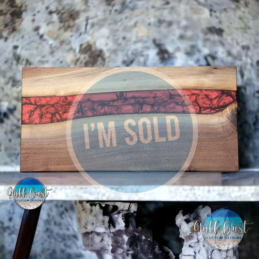 Walnut & Senshi Red Epoxy Charcuterie Serving Tray Board 12’’ x 24’’ - Serving Trays