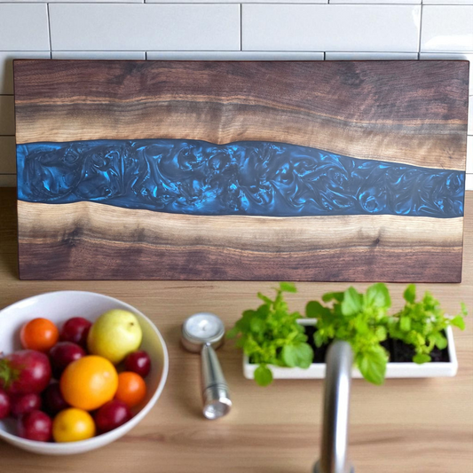 Handcrafted Walnut & Blue Resin Charcuterie Cutting Board – Custom Sarasota Woodwork cutting boards