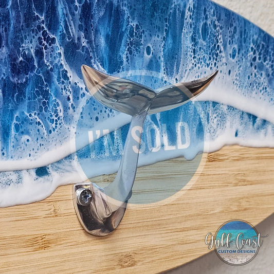 Whale Tail Bathroom Towel Holder | Ocean Inspired Key Holder | Custom Ocean Resin Towel Rack key and towel rack