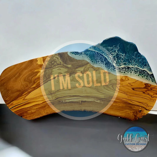 XL Olivewood Charcuterie Ocean Resin Cutting Board charcuterie