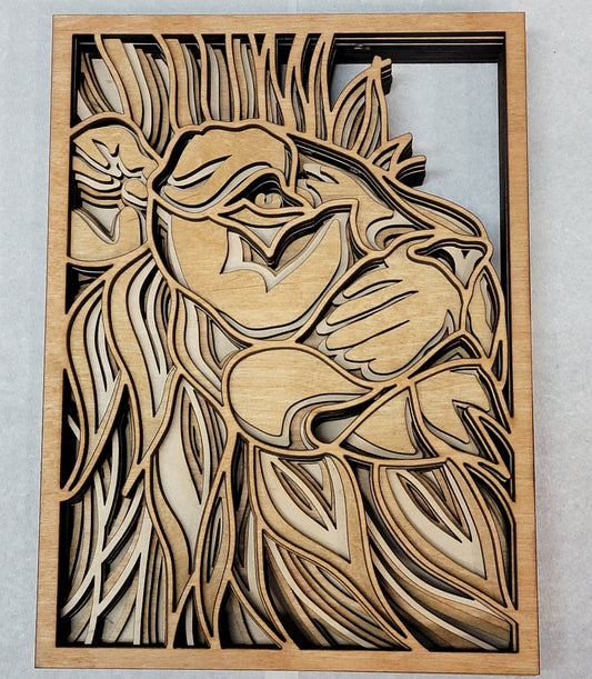 Lion Wood Art - Multilayer Design Made out of wood