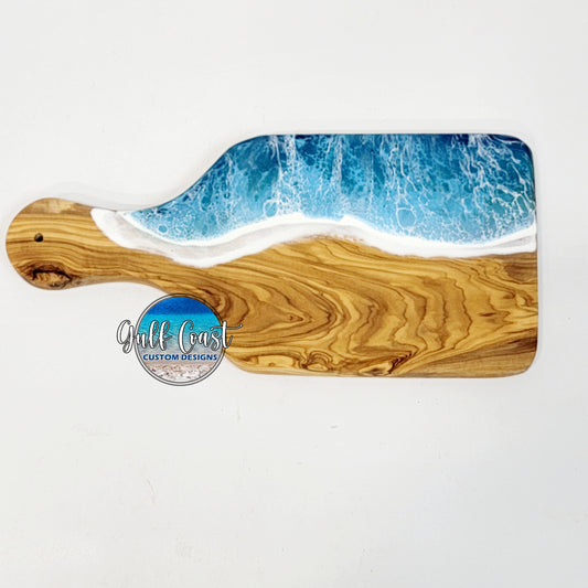 Olivewood Charcuterie Cutting + Epoxy Design Beach Decor Board