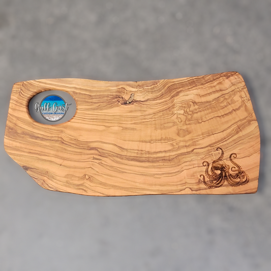 Octopus Olivewood Charcuterie Serving Cutting Board 21" x 9.75"